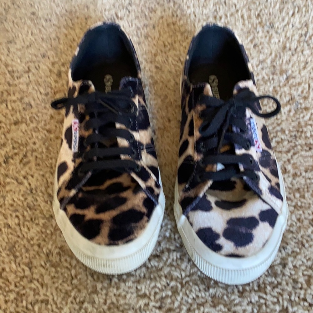 Superga leopard print velvet sneaker